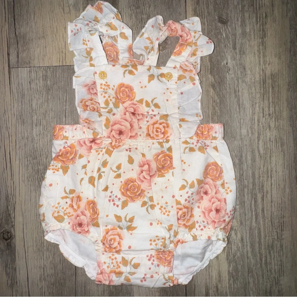 H&M Floral Baby Romper with Ruffle Straps
